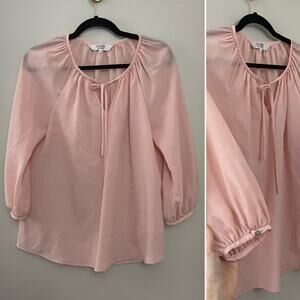 Crosby by Mollie Burch Tuckernuck Classic‎ Preppy Bow Neck Ballet Pink Top M